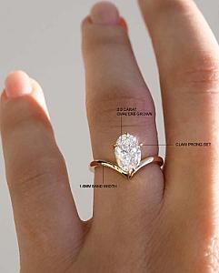 Oval Lab Grown Diamond Ring: 1.0-2.0 CT Gold Muse-Cluster Engagement Ring - Image 12