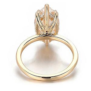 Marquise Cut Lab Grown Diamond Hidden Halo Engagement Ring - Image 3