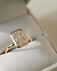 3.00 CT Radiant Cut Lab Grown Diamond 14k Gold Bezel Engagement Ring - Image 5