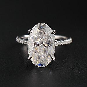 Oval Moissanite Engagement Ring: 3.0 CT, Hidden Halo, Cathedral Setting - Image 1