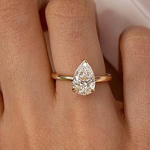 Pear Cut Lab Grown Diamond Engagement Ring: 14k Gold Solitaire, IGI Certified - Image 6