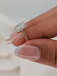 Oval Lab Grown Diamond Engagement Ring: Solid Gold Solitaire Wedding Ring - Image 3