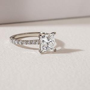 Princess Cut Lab Grown Diamond Engagement Ring: 14K Gold Pave Setting - Image 6