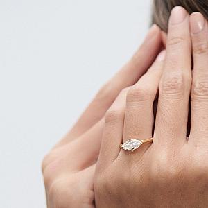 East West Marquise Lab Grown Diamond Engagement Ring - 14k White Gold - Image 7