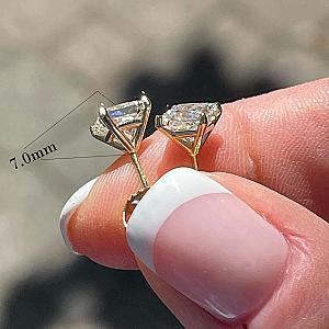 IGI Certified Lab Grown Diamond Studs: 14K Gold Princess Cut Earrings - Image 2