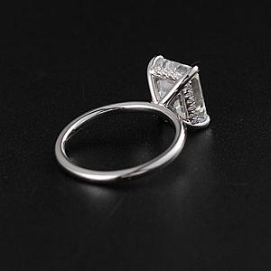 Emerald Cut Moissanite Engagement Ring: Hidden Halo Solid Gold Promise Ring - Image 2