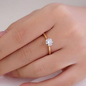 Lab Grown Diamond Solitaire Ring: 14k Gold Six Prong Engagement Ring - Image 4
