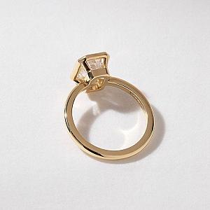 Emerald Cut Lab Grown Diamond Engagement Ring: 14k Yellow Gold Bezel Setting - Image 3