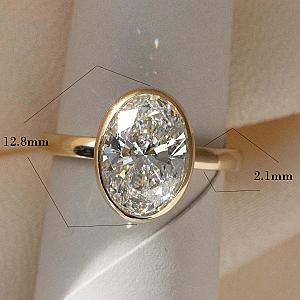Oval Lab Grown Diamond Ring: 14K Gold Bezel Solitaire, IGI Certified - Image 2