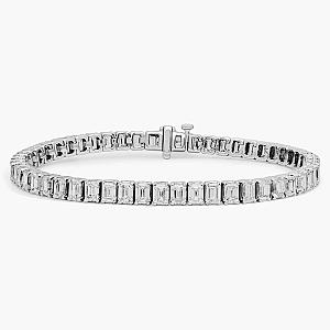 Emerald Cut Lab Diamond Tennis Bracelet: 10K Gold Bridal Jewelry - Image 1