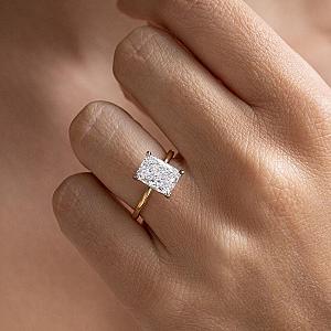 Radiant Cut Lab Grown Diamond Solitaire Ring: 14k Gold Engagement Ring - Image 2