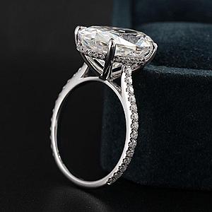 Oval Moissanite Engagement Ring: 3.0 CT, Hidden Halo, Cathedral Setting - Image 2