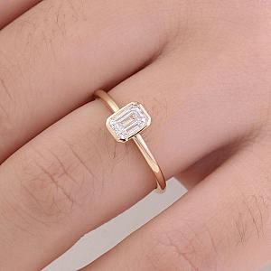 1.50 Carat Emerald Cut Lab Grown Diamond Engagement Ring: 14k Yellow Gold Bezel Solitaire - Image 3