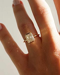 3.00 CT Radiant Cut Lab Grown Diamond 14k Gold Bezel Engagement Ring - Image 7