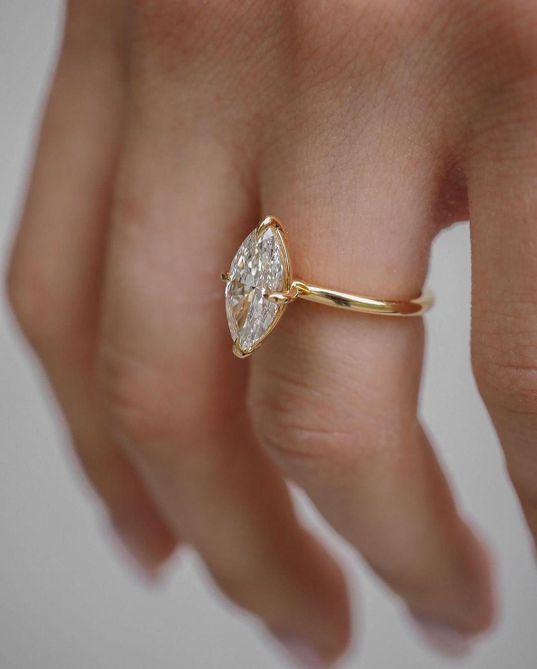 Marquise Lab Grown Diamond Engagement Ring Real Lab Diamond Solitaire Ring Anniversary Ring Gift Simple Marquise Diamond Ring for Proposal