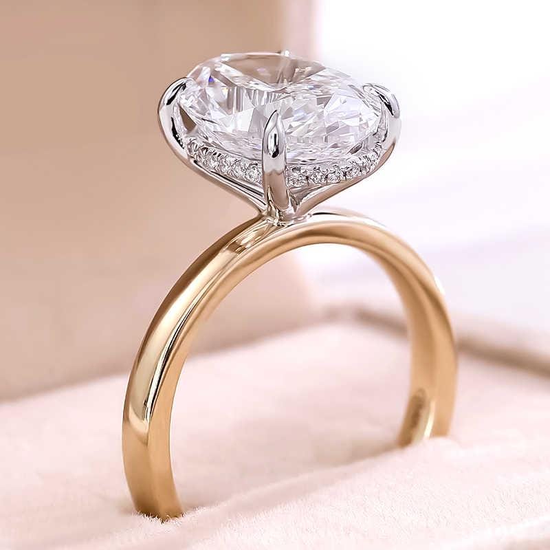 Oval Lab Grown Diamond Ring: Hidden Halo, Solid Gold Engagement Ring
