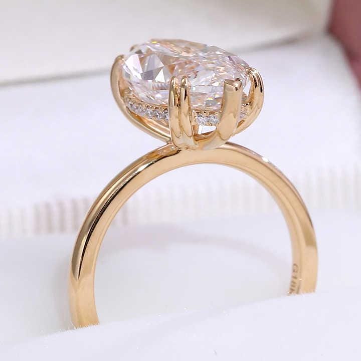 Marquise Cut Lab Grown Diamond Hidden Halo Engagement Ring