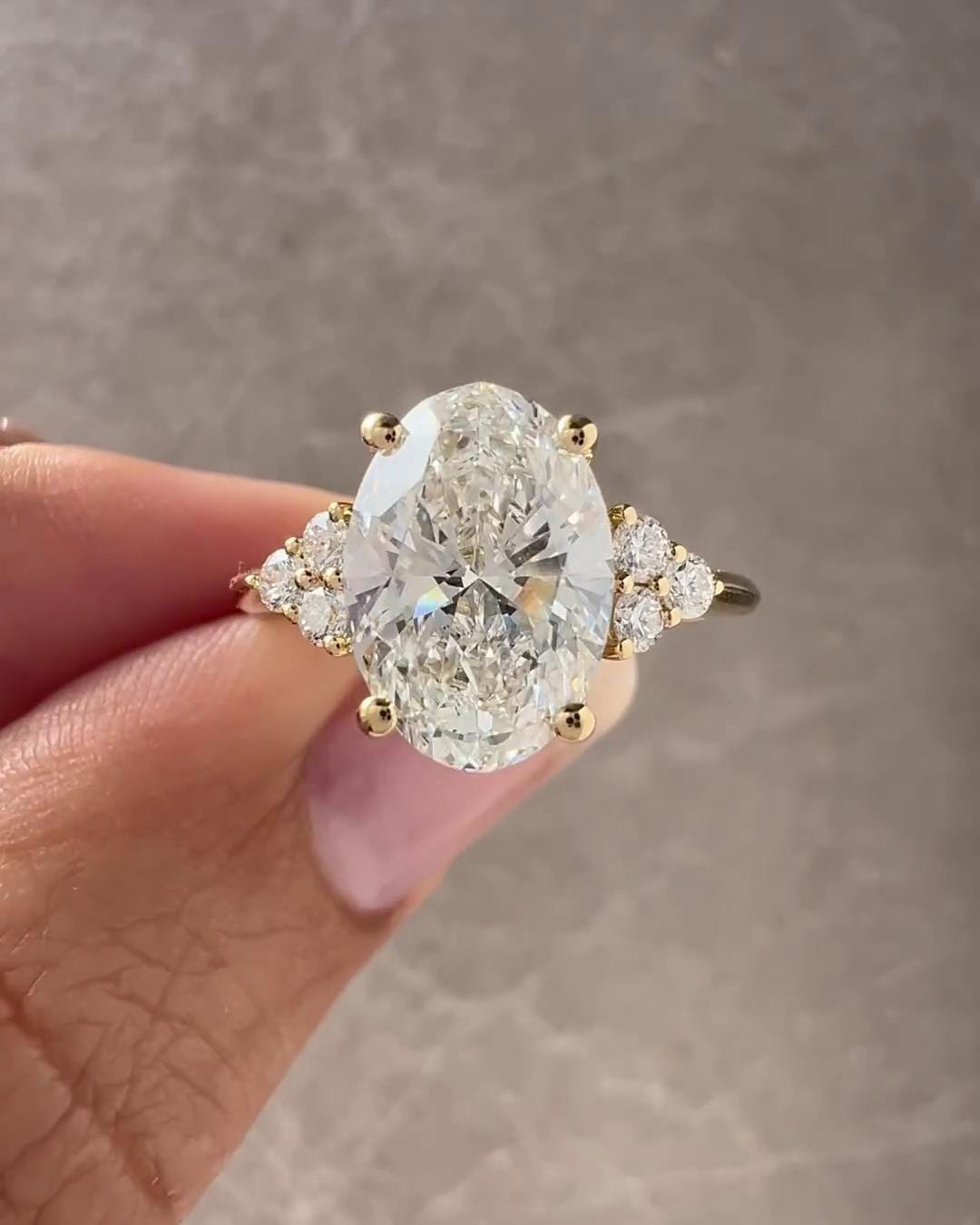 Oval Lab Grown Diamond Engagement Ring: 14k Gold Anniversary Ring