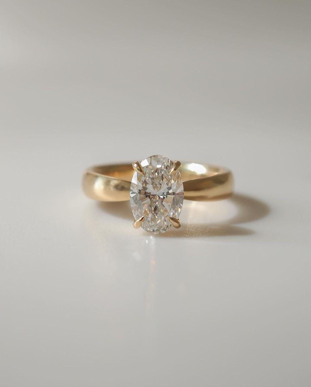 14K Yellow Gold Oval Lab Grown Diamond Solitaire Engagement Ring