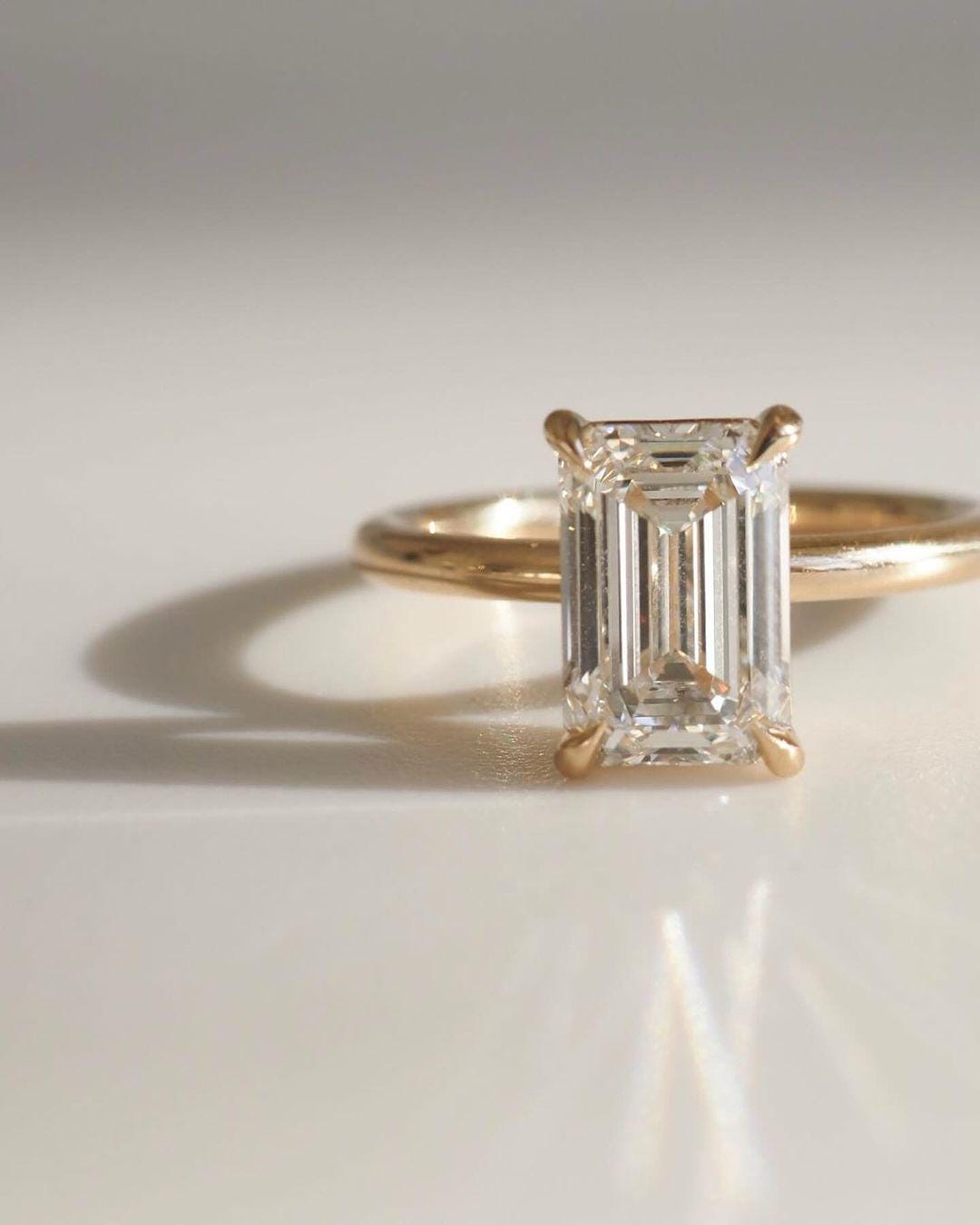 IGI Certified Emerald Cut Lab Grown Diamond Ring: Solitaire Engagement Ring