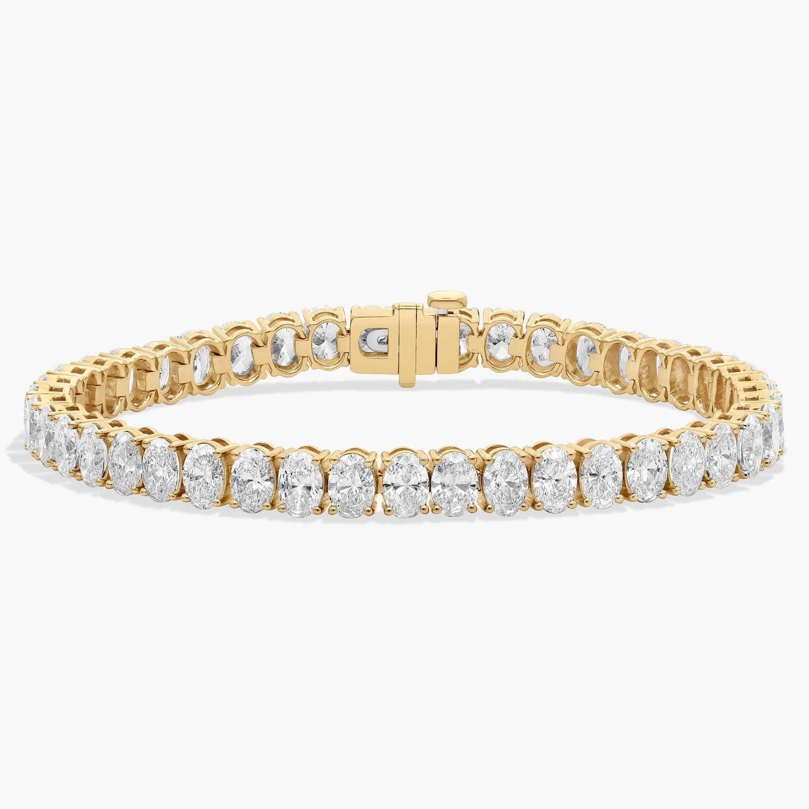 Oval Lab Grown Diamond Tennis Bracelet: Solid Gold Eternity Wedding Jewelry