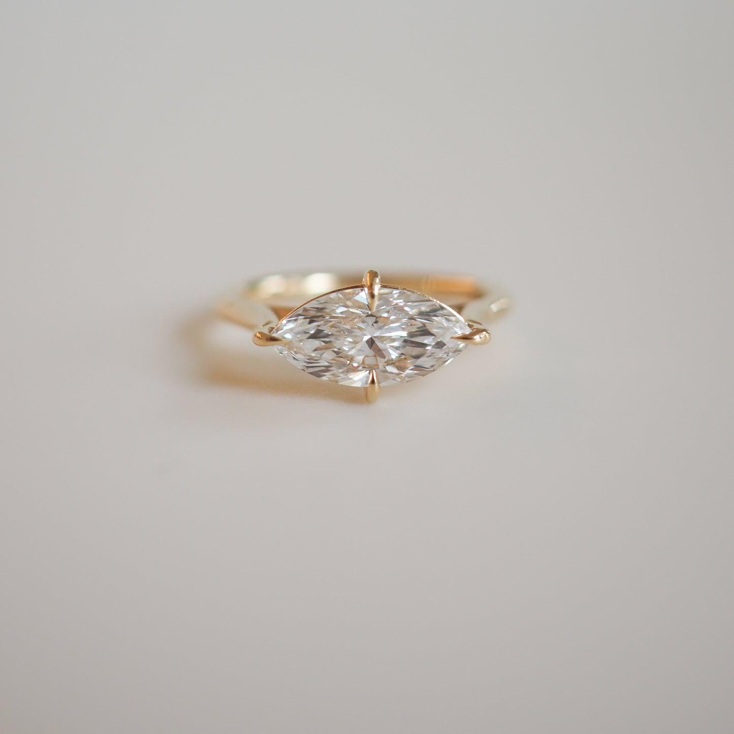 East West Marquise Lab Grown Diamond Engagement Ring - 14k White Gold