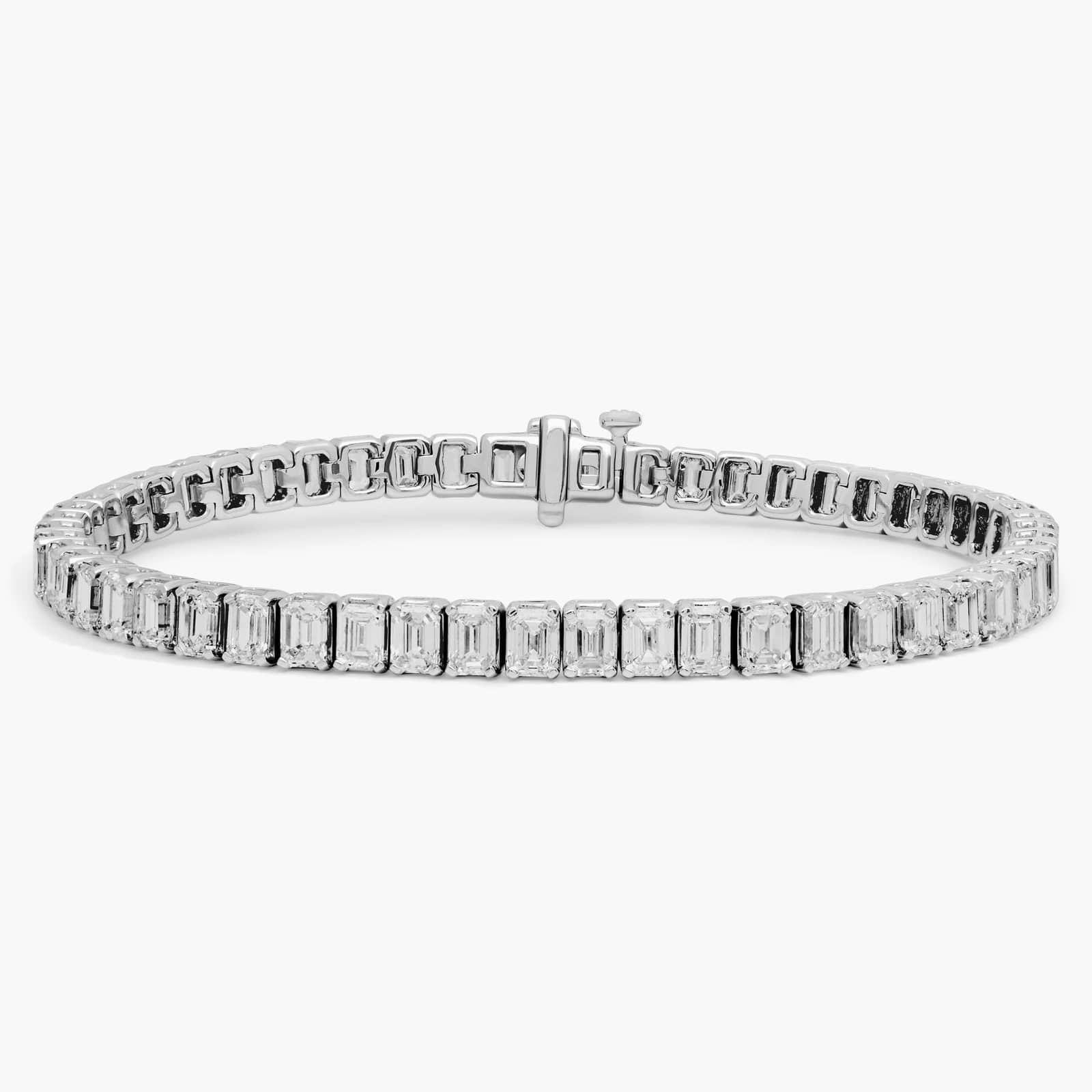 Emerald Cut Lab Diamond Tennis Bracelet: 10K Gold Bridal Jewelry