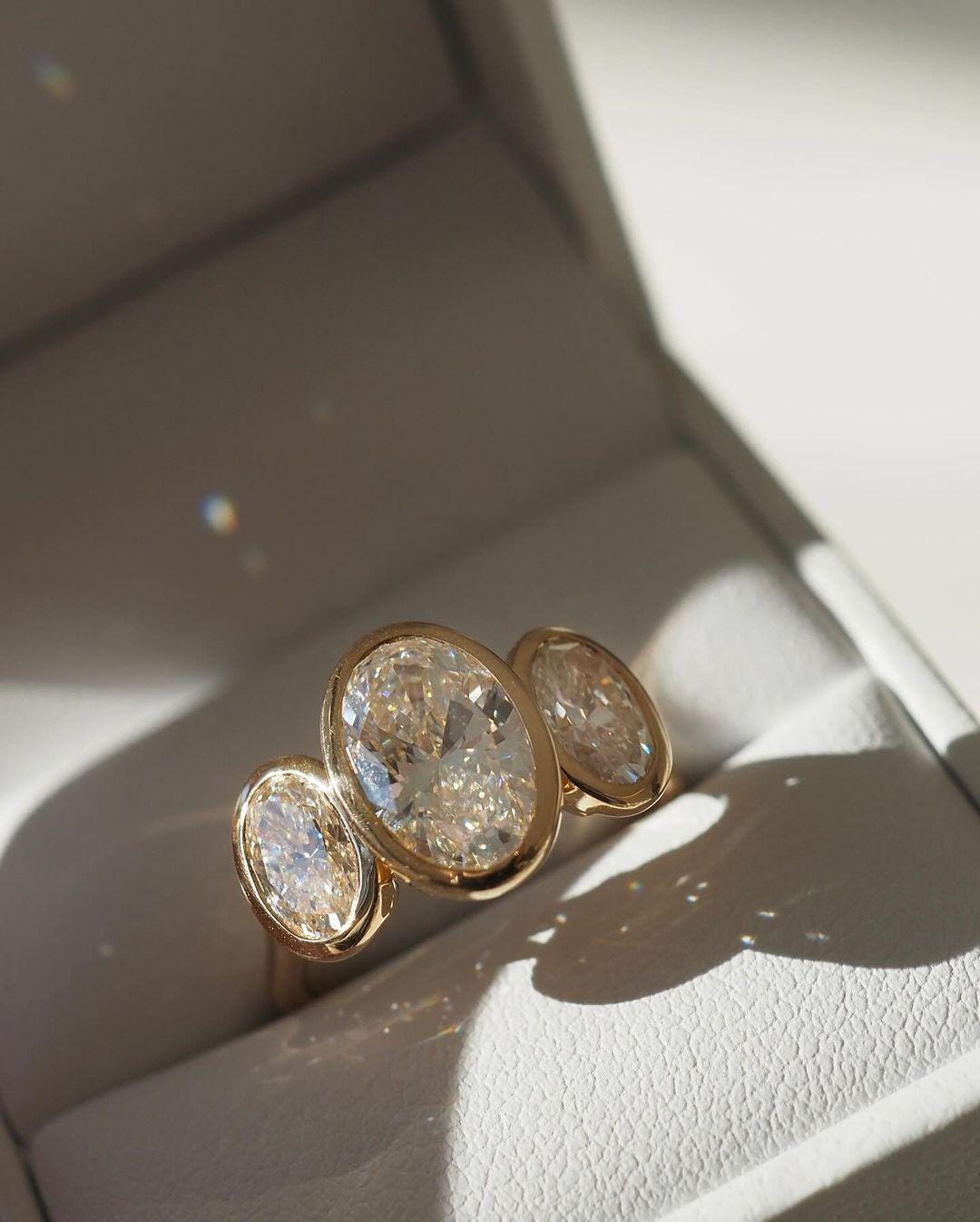 Oval Bezel Lab-Grown Diamond Engagement Ring: 14K Gold Anniversary Ring - Image 4